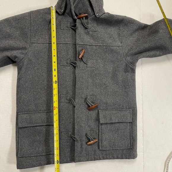 Girl's Children's Place Grey Hooded Duffle Winter Coat wool blend. Toggle jacket - Picture 11 of 16